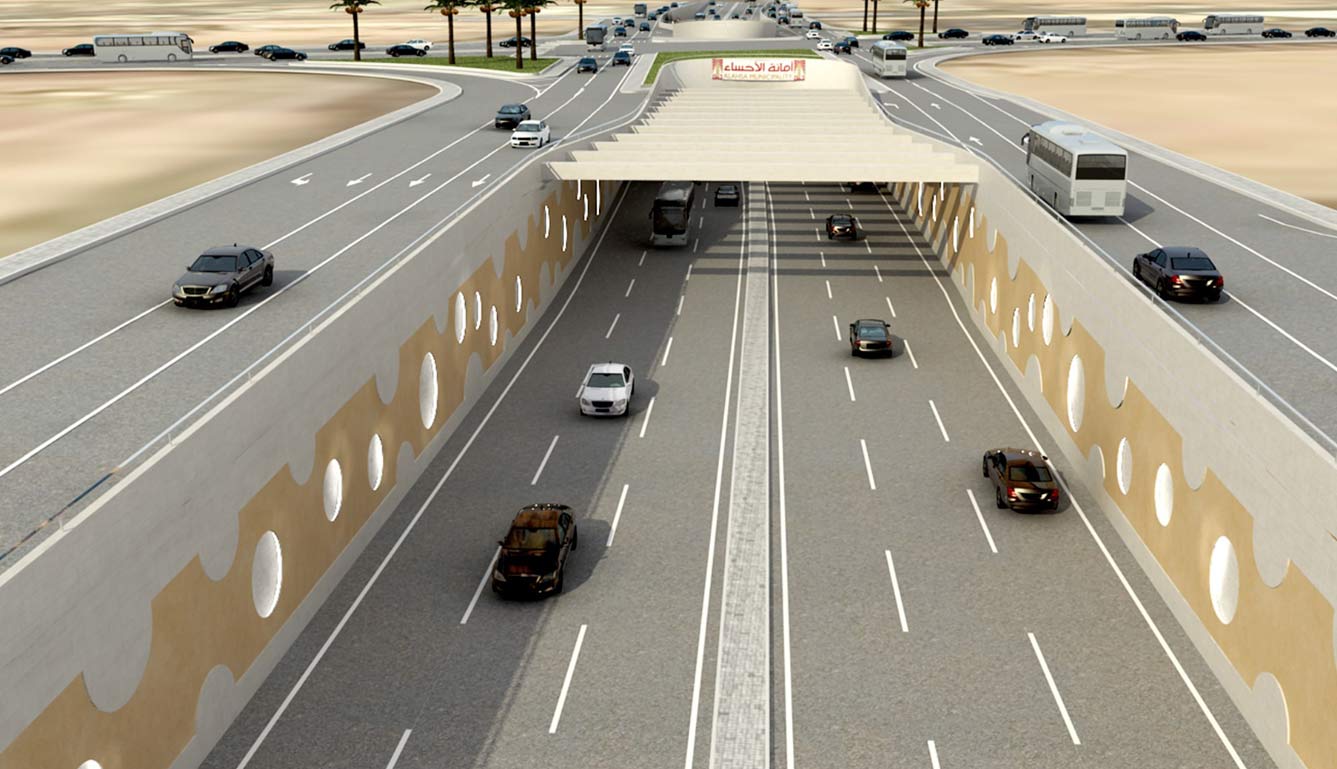 Implementation of the intersection tunnel (King Abdullah Road - Riyadh) mid-December