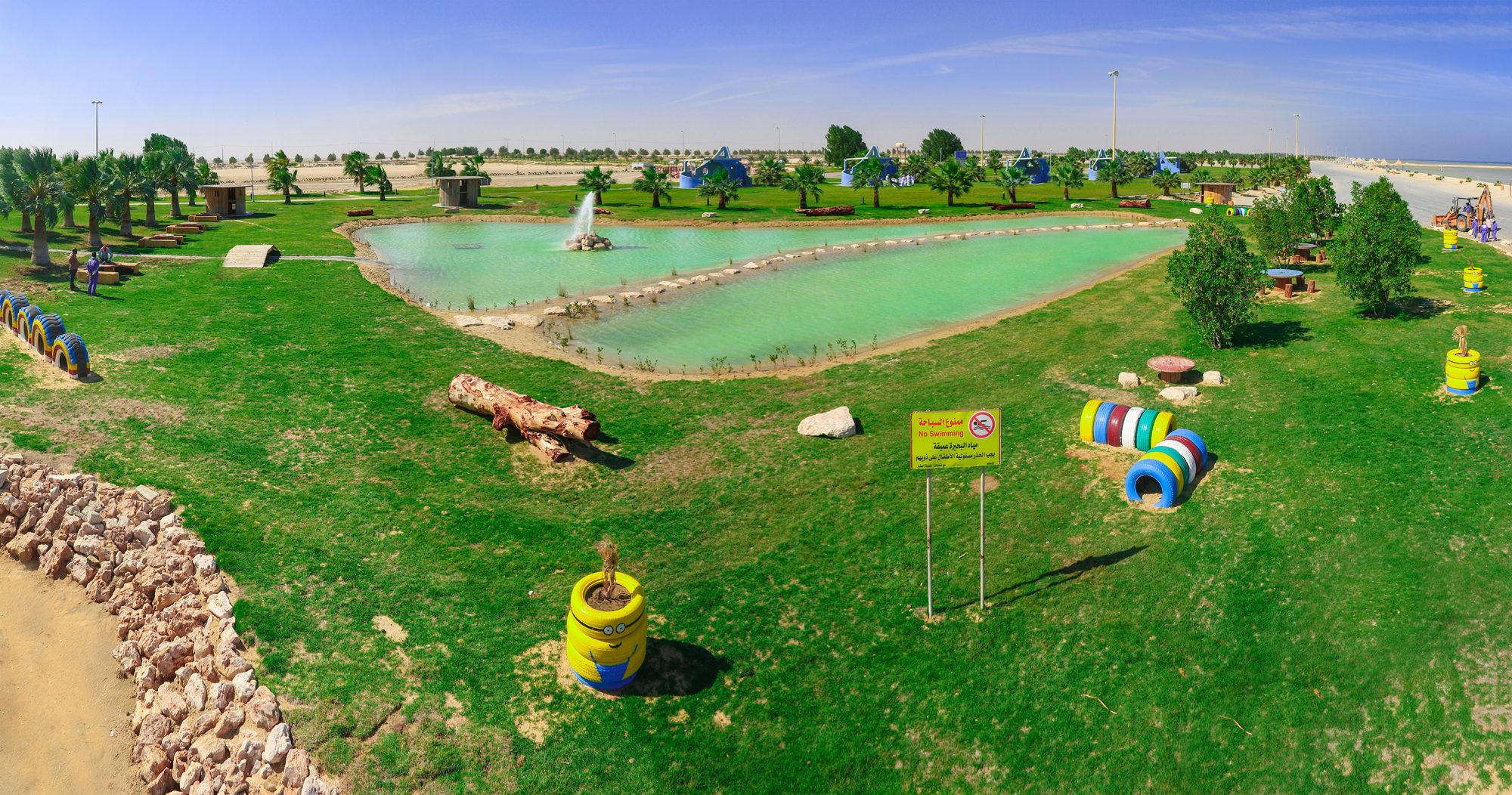 تطوير موقع " بحيرة ومرافق " بإعادة تدوير مواد مستخدمة و7 آلاف متر لانشاء حديقة بحرية في العقير